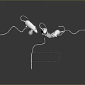 Game Movie Character Three White Mice With Light Bulb And Horns On Dark Reflective Surface