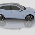 Light Blue SUV Car With Black Wheels Front Design On Reflective Floor 3d model