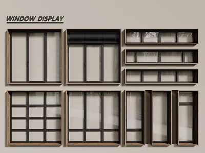 Various Casement Windows Display Featuring Different Frame Styles And Glass Panel Designs 3d model