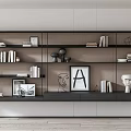 Modern Bookcase With Open Shelves Books Sculptures And Decorative Art Frames