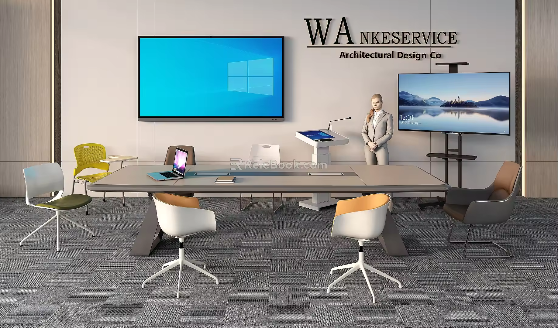Conference Table and Chair Lecture Desk Conference Room 3d model