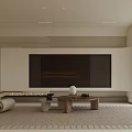 Modern Minimalist Open Concept Living Dining Room With All White Interior Sofa And Dining Table