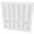 Modern White Dresser With Linear Design Pattern And Golden Handles