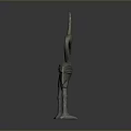 Ancient Bronze Crane Sculpture With Intricate Patterns In Standing Pose 3d model