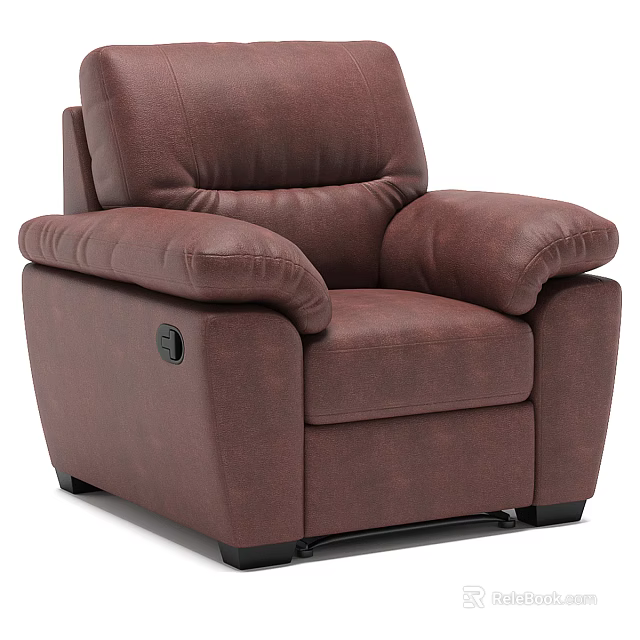 Brown Leather Massage Chair With Soft Armrests And Control Button Design 3d model 