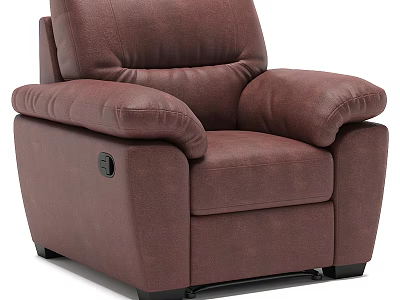 Brown Leather Massage Chair With Soft Armrests And Control Button Design 3d model