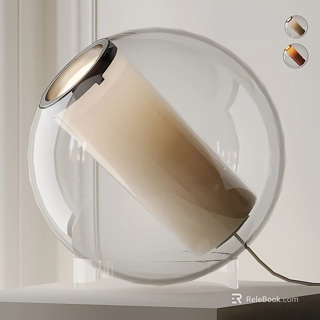 Modern Transparent Spherical Table Lamp With Beige Light Body And Metallic Accents For Home Decor 3d model 