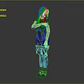 Futuristic Game Movie Character With Brown Hair Black Outfit And Blue Accents