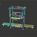 Blue Industrial Mechanical Frame Structure With Rail And Metal Components 3d model