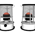 Industrial Equipment Gas Heaters with Metal Mesh Covers White Bases and Orange Heating Elements