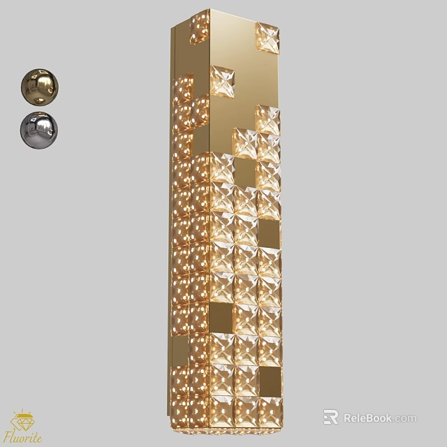Modern Luxury Gold Wall Lamp With Diamond Shaped Crystal Decor And Glowing Design 3d model 