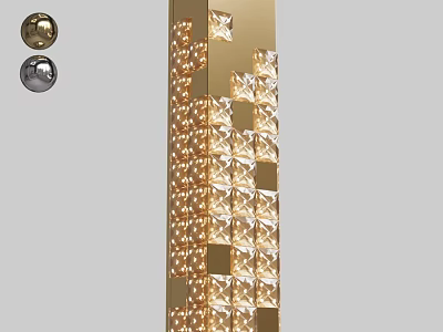 Modern Luxury Gold Wall Lamp With Diamond Shaped Crystal Decor And Glowing Design 3d model