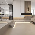 Modern Living Dining Room Interior With Sofa TV Wall And Decorative Plants