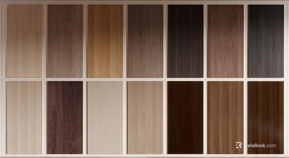 Various Wood Grain Wall Paneling Samples In Different Colors For Home Interior 3d model