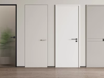 Sleek Modern Hinged Door Designs with Different Colors and Handle Styles for Home Interior 3d model