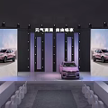 Fashion Show Runway Setup With Seating Background Screens And Neon Decorations