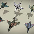 Six Different Models Of Fighter Jets Flying In The Air With Camouflage Paint And Markings
