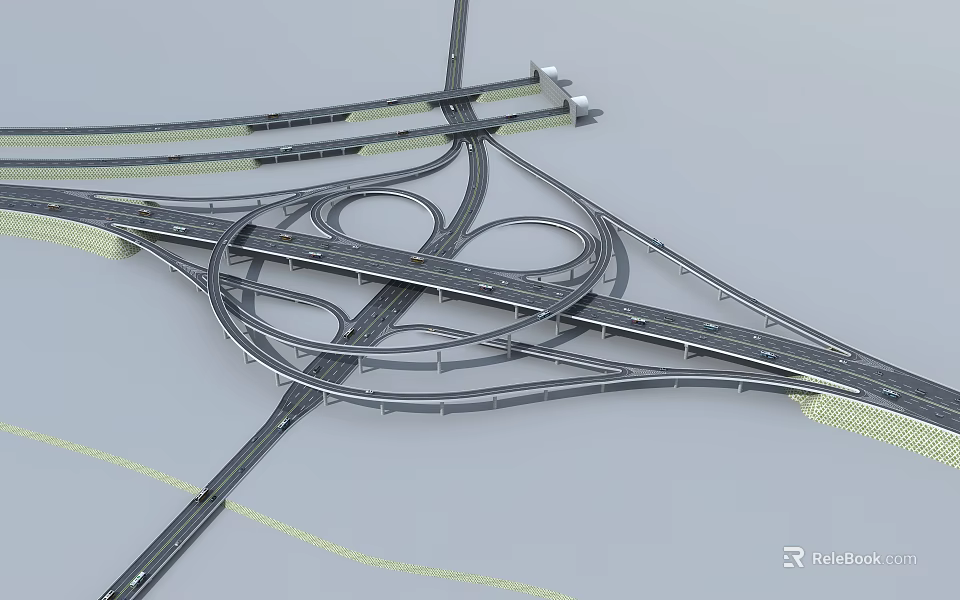 Complex Multi Level Urban Road Infrastructure Design With Interchange Traffic Network 3d model