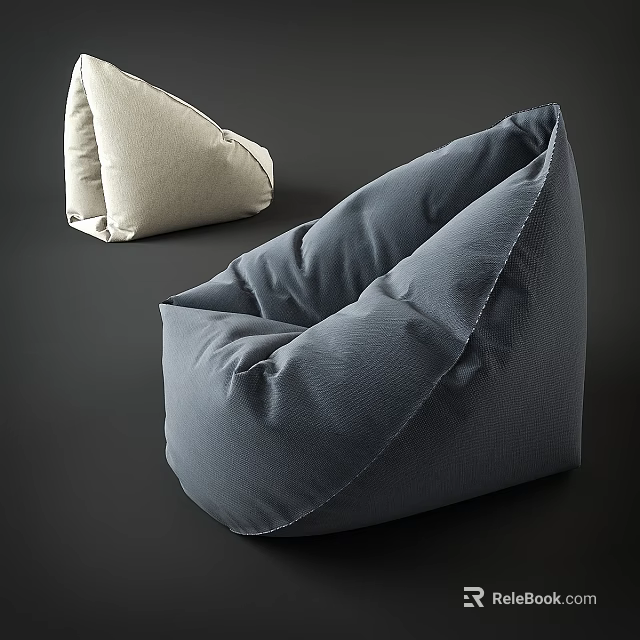Blue and Beige Bean Bag Chair Modern Design Comfortable Seating for Home Decor 3d model 
