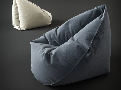Blue and Beige Bean Bag Chair Modern Design Comfortable Seating for Home Decor 3d model