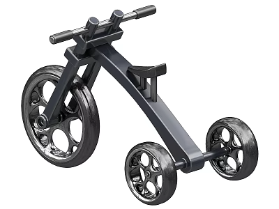 Kids Black Balance Bike With Three Wheels And Modern Simple Design 3d model