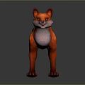Red Fox Standing With Open Mouth Fluffy Tail And White Underbelly On Gray Background