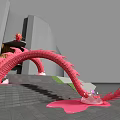 Pink Dragon Sculpture Photo Spot With Curved Body And Modern Architecture Background