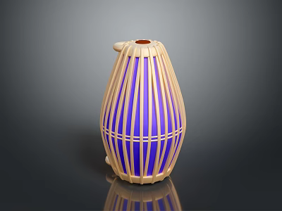 Modern Bamboo Woven Vase With Blue Inner Layer For Daily Life Use 3d model