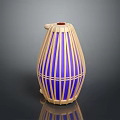 Modern Bamboo Woven Vase With Blue Inner Layer For Daily Life Use