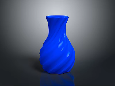 Blue Carved Vase Sculpture With Twisted Texture And Shiny Surface On Dark Background 3d model