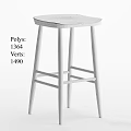 Natural Wood Bar Stool With Simple Design And Solid Wooden Legs 3d model