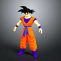 Anime Character Costume With Orange Outfit Purple Pants Blue Belt And Black Hair