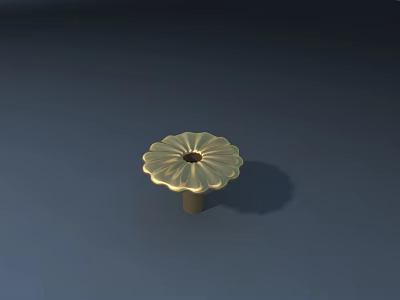 Road Facility Component With Golden Flower Shape Petal Design And Circular Base 3d model