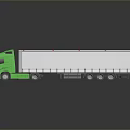 Green Cab White Trailer Large Commercial Truck With Reflective Surface
