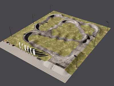 Ecological Parking Lot Design With Curved Driveways Greenery And Permeable Ground 3d model