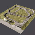 Ecological Parking Lot Design With Curved Driveways Greenery And Permeable Ground