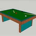 Professional Billiard Table With Green Felt Surface Colored Balls And Cue Stick 3d model