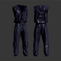 Shiny Purple Sleeveless Jumpsuit With Pockets Front And Back View