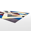 Modern Abstract Square Rug With Geometric Patterns And Multicolored Design Elements 3d model