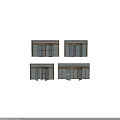 Various Styles Of Revolving Doors With Gold Frames And Glass Panels