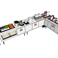 Modern Display Shelf With Kitchen Appliances Vegetables Drawers And Countertop