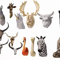 Animal Head Wall Decor Featuring Giraffe Deer Zebra Elephant And Flamingo Designs