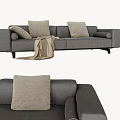 Modern Gray Two Seater Sofa With Decorative Pillows And Blanket 3d model