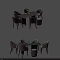 Modern Dining Table Set With Upholstered Chairs And Decorative Table Items 3d model