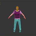 3D Character Rendering Headless Design Black Vest White Tshirt Blue Jeans Gray Background