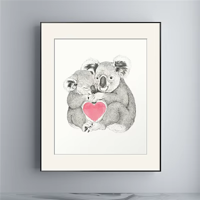 Cute Framed Koala Animal Painting Featuring Two Hugging Koalas With Red Heart 3d model Cute Framed Koala Animal Painting Featuring Two Hugging Koalas With Red Heart 3d model