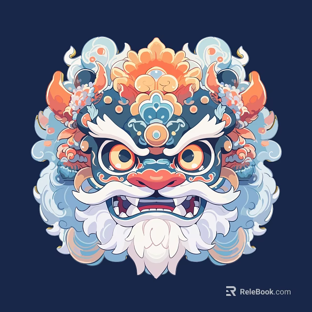 Vibrant Chinese Lion Dance Head With Colorful Patterns And Ornate Design 3d model 