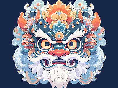 Vibrant Chinese Lion Dance Head With Colorful Patterns And Ornate Design 3d model