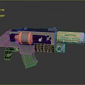 Futuristic Purple And Metallic Silver Gun With Decorative Barrel Grip And Stylish Design