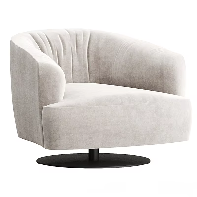 Modern Beige Velvet Bar Stool With Curved Armrests And Black Swivel Base 3d model